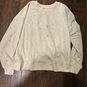Anthropologie Cream Splatter Sweatshirt